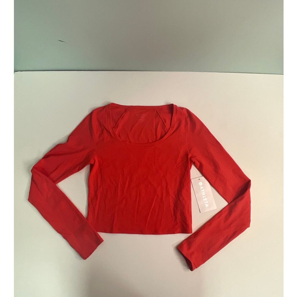 NWT! Athleta Transcend Scoop Neck Long Sleeve Top - Size Small - Orange